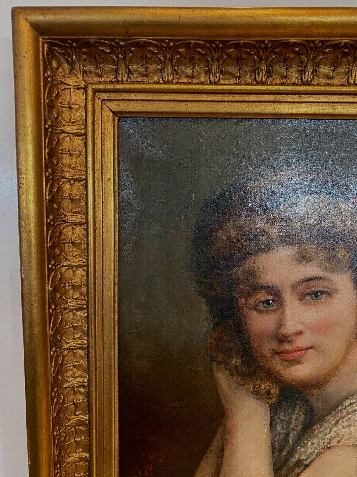 Oil On Canvas Portrait Of A Young Woman In Bust "XX Century photo vinterior