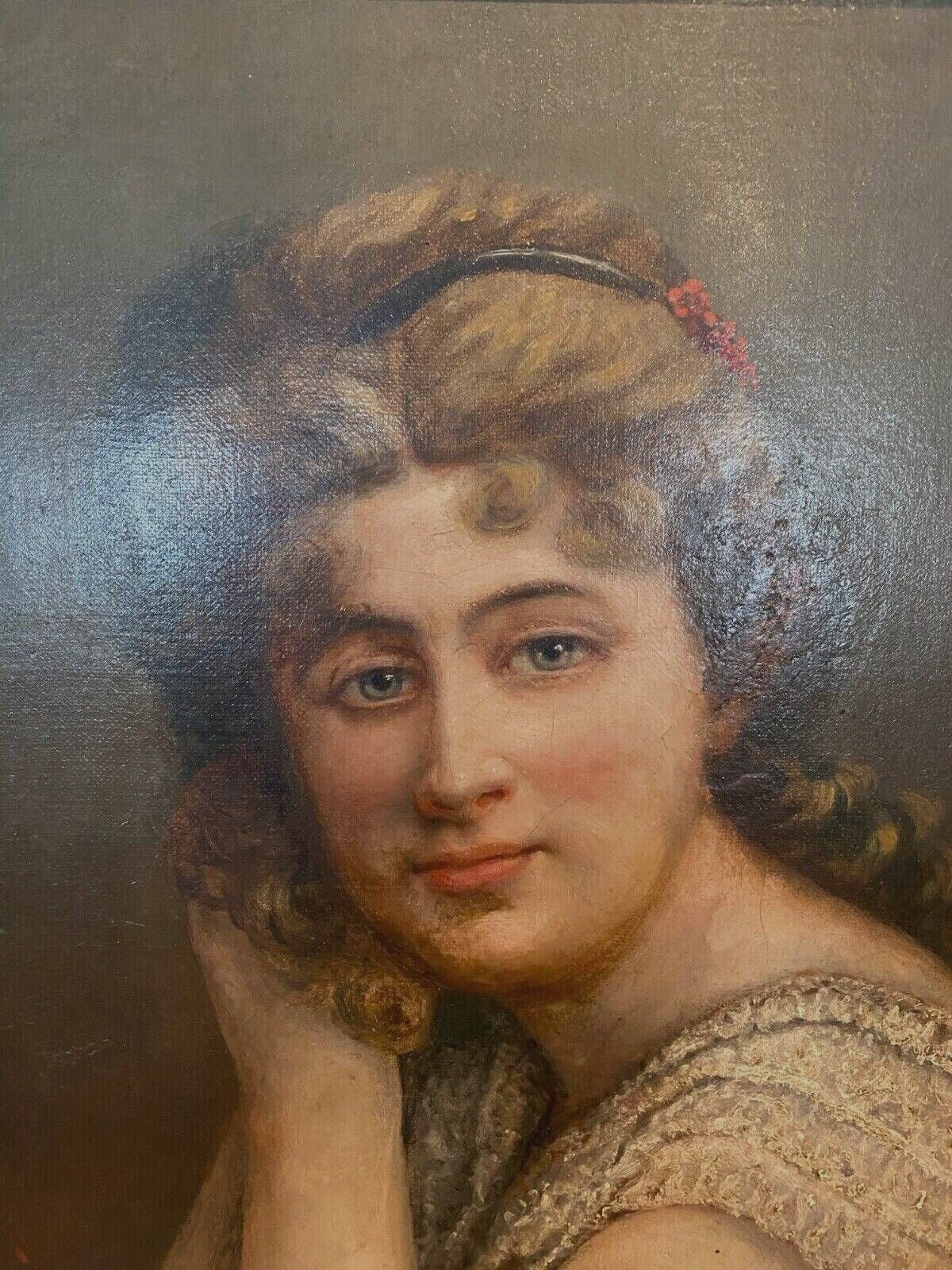 Oil On Canvas Portrait Of A Young Woman In Bust "XX Century photo buy