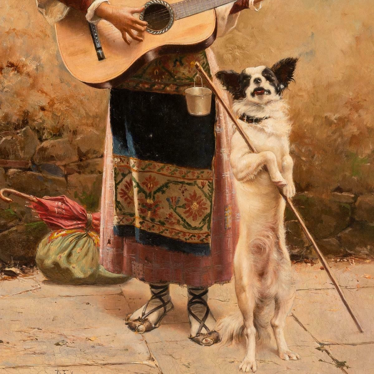 Oil On Board Of A Woman Playing Guitar, Signed By José Echena (Spain 1845 1909) photo 12995.0
