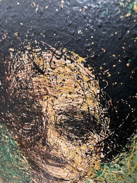 Contemporary Art Painting  Mancini 68  Action Painting Acrylic On Canvas Four Faces photo buy