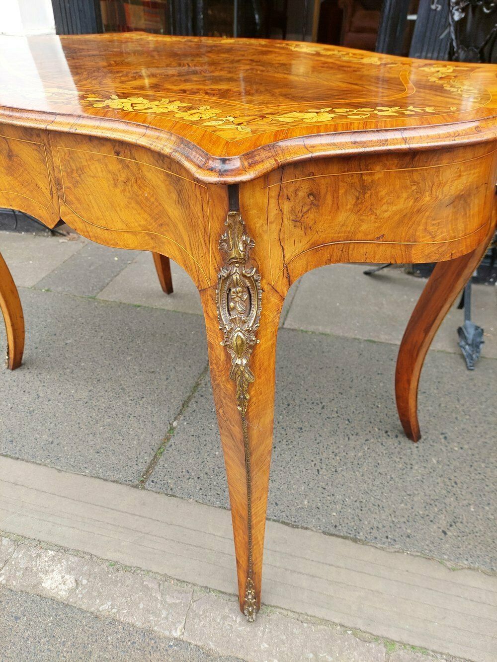 19thc Burr Walnut Marquetry Bureau Plat photo furniture