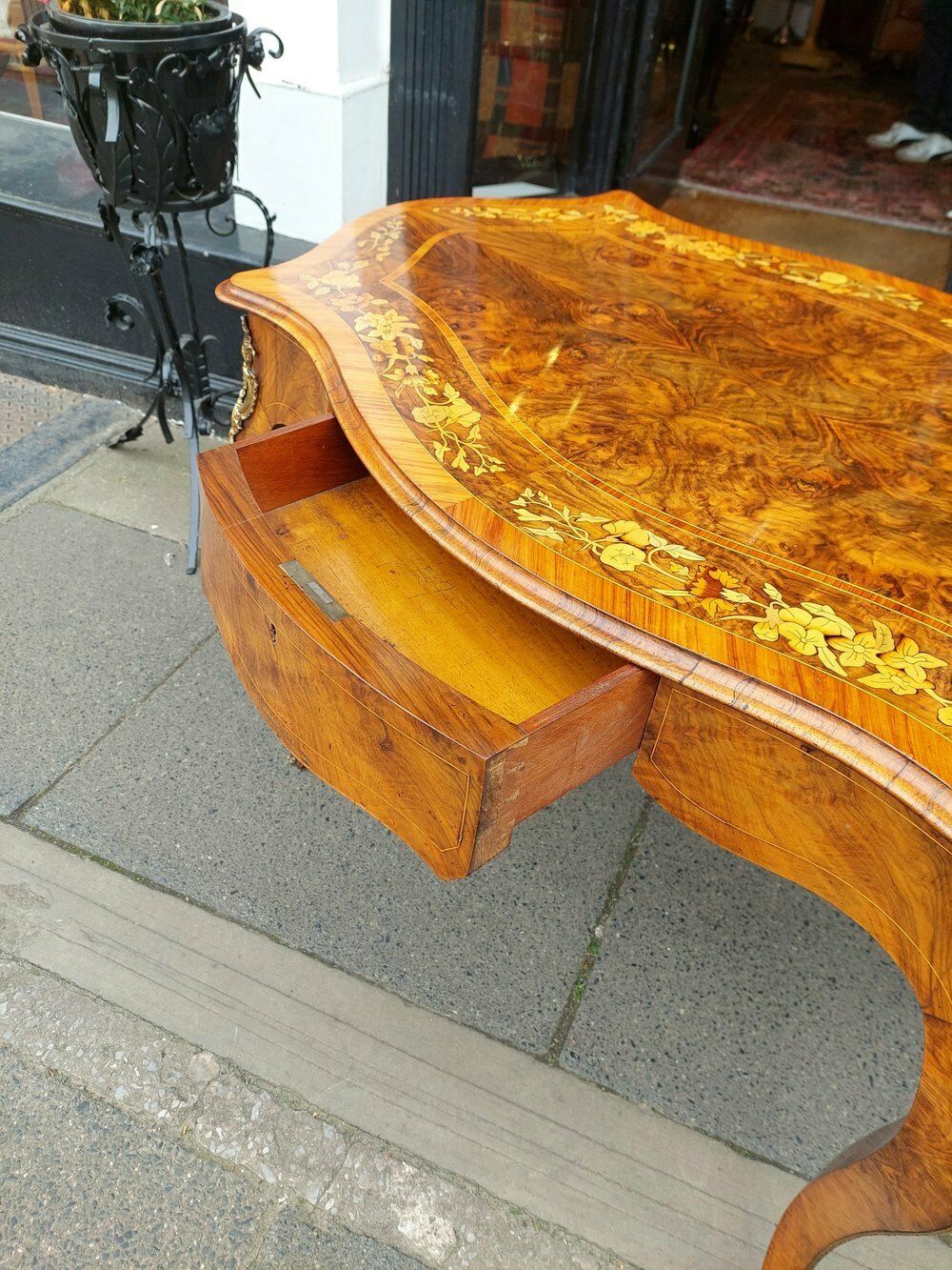19thc Burr Walnut Marquetry Bureau Plat photo Furniture