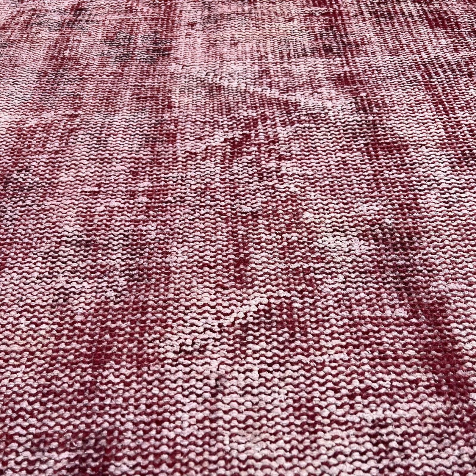 Distressed Turkish Wool Vintage Rug, Over Dyed Red, 180 X 87 Cm photo buy