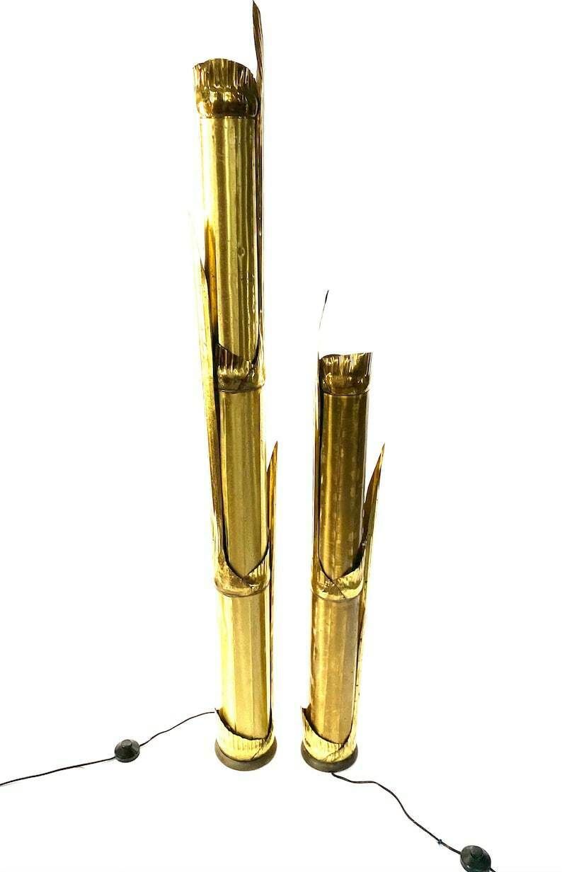 Tommaso Barbi, Pair Of "Canna Di Bambù" Floor Lamps, G&G Studio E Disegno, Rome, Italy, 1970 photo for sale