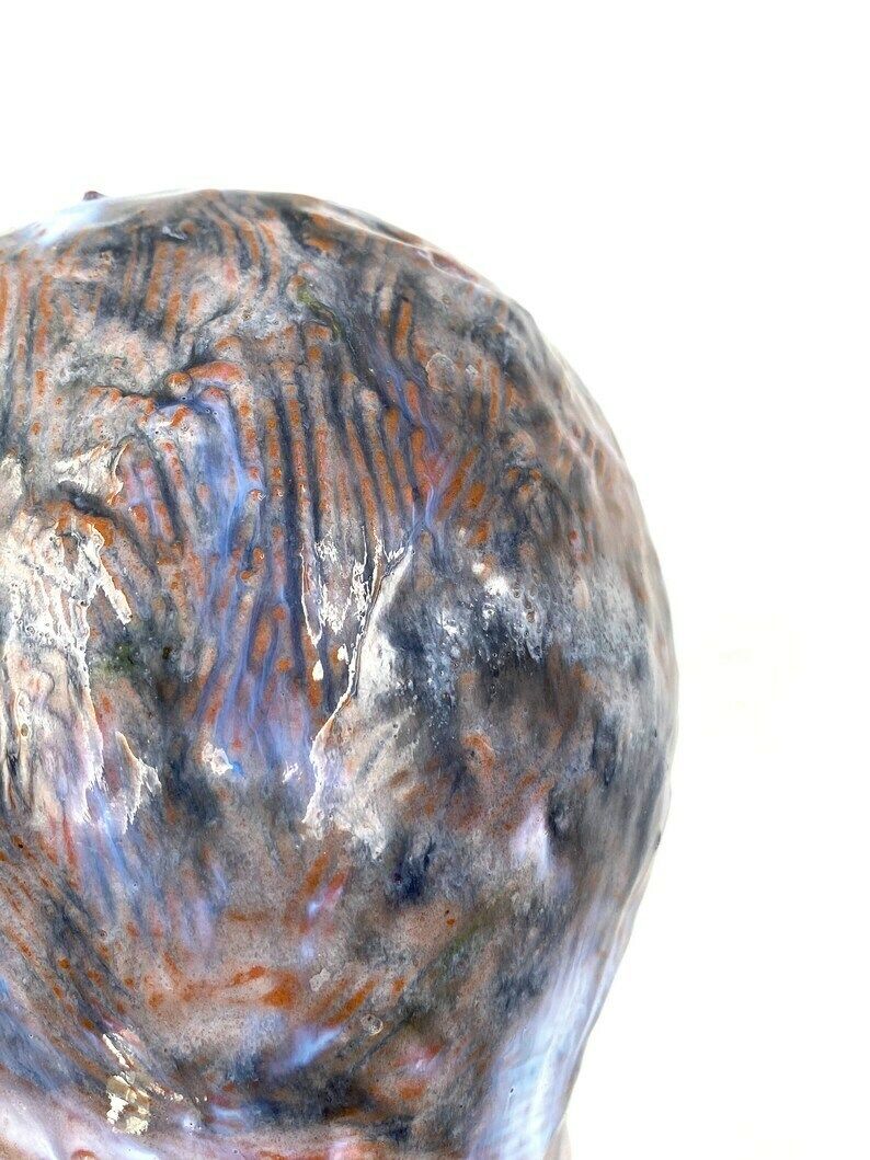 French Glazed Terracotta Boy Head, France 1958 photo vinterior