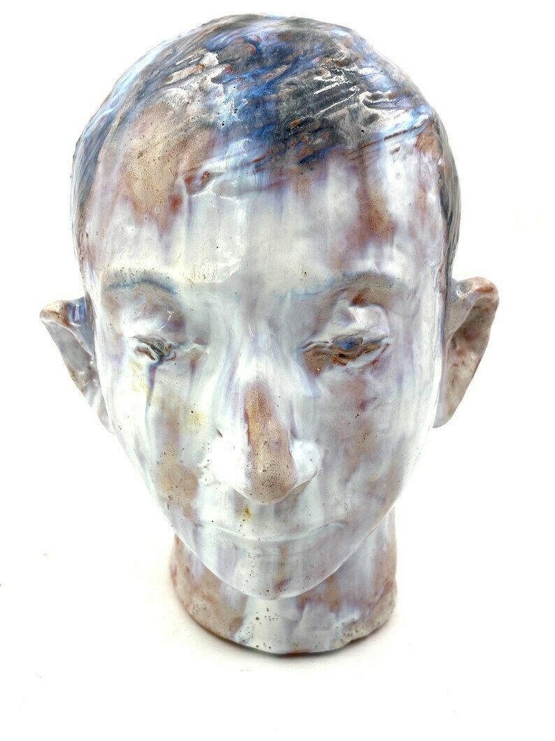 photo furniture French Glazed Terracotta Boy Head, France 1958