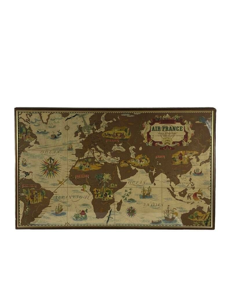 photo furniture Lucien Boucher, Air France 'Nova Et Vetera' Poster Map, Paris France 1939
