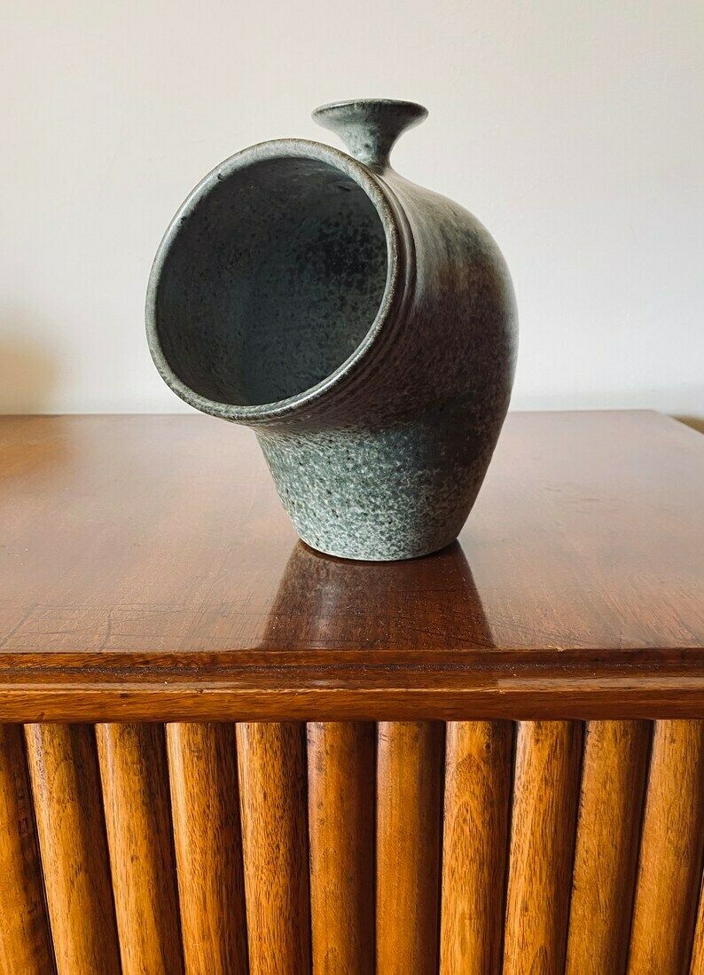 Organic Green Ceramic Vase, France 1960s photo furniture