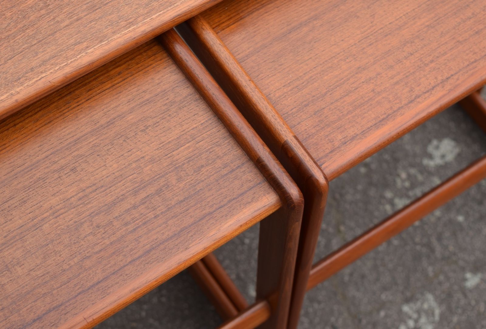 photo furniture Arne Hovmand Olsen Mogens Kold Teak Nest Of 1960's Danish Coffee Tables