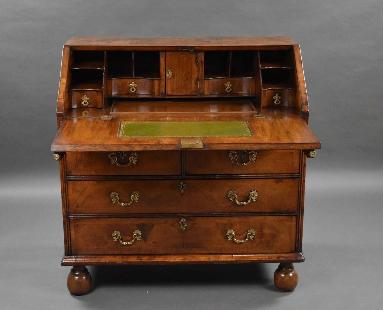 George I Walnut Bureau, 1700s, Antique photo vintage