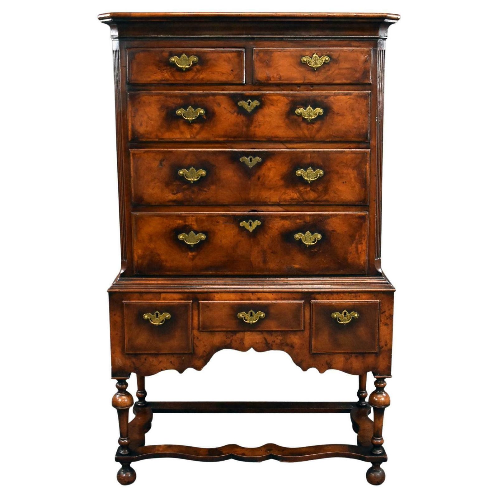 19th Century Figured Walnut Chest On Stand