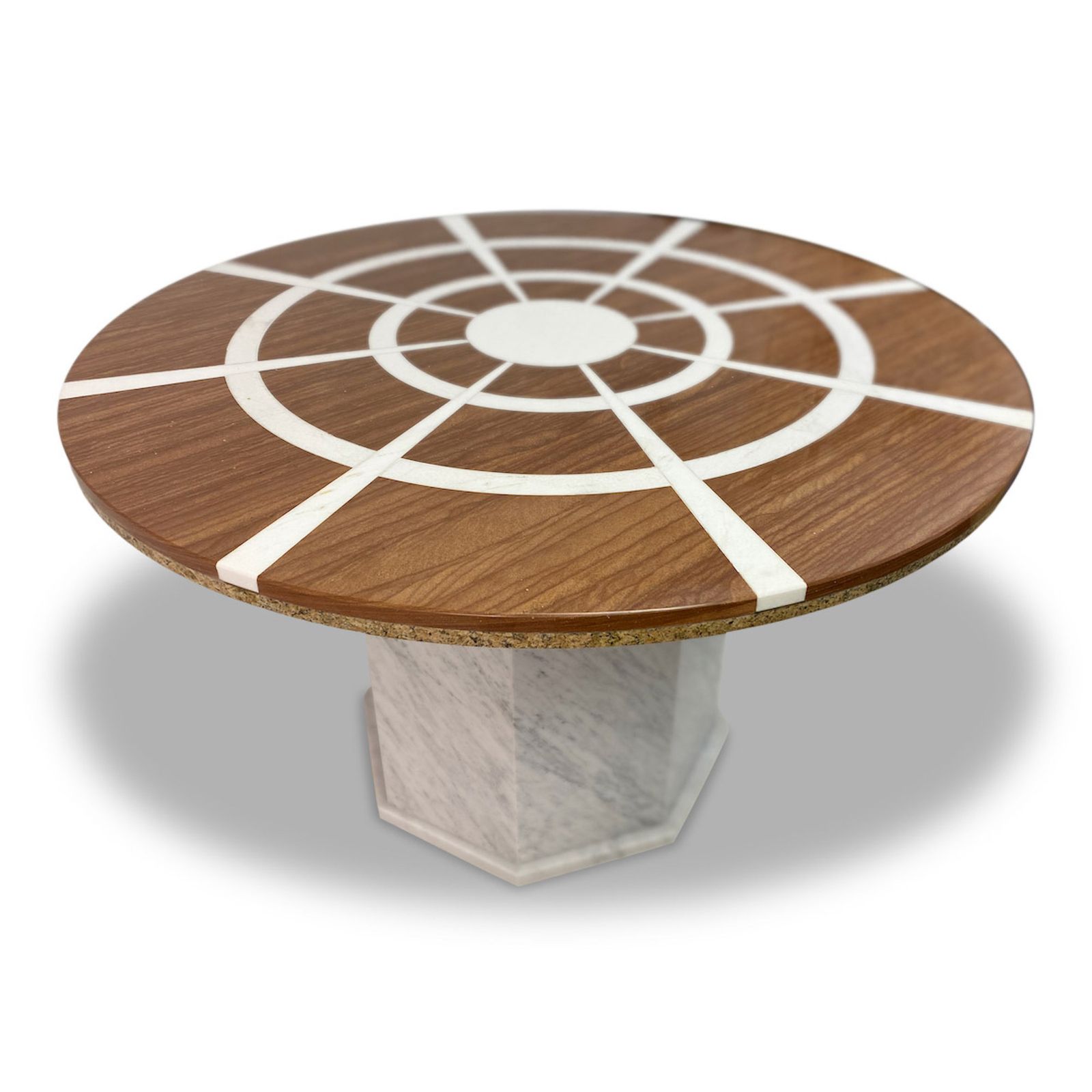 photo vinterior 1970s Red And White Marble Dining Or Centre Table