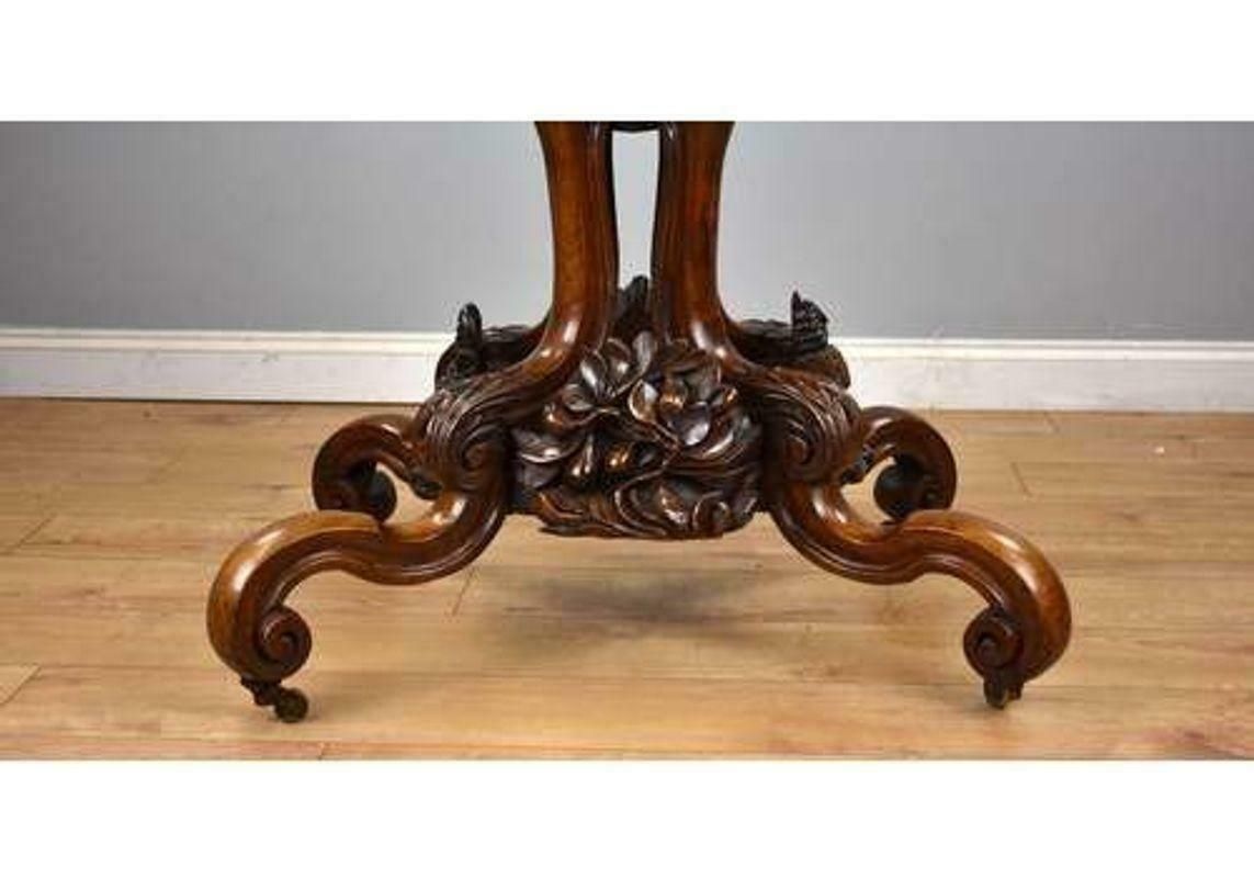 19th Century, English Victorian Burr Walnut Loo Table photo vinterior