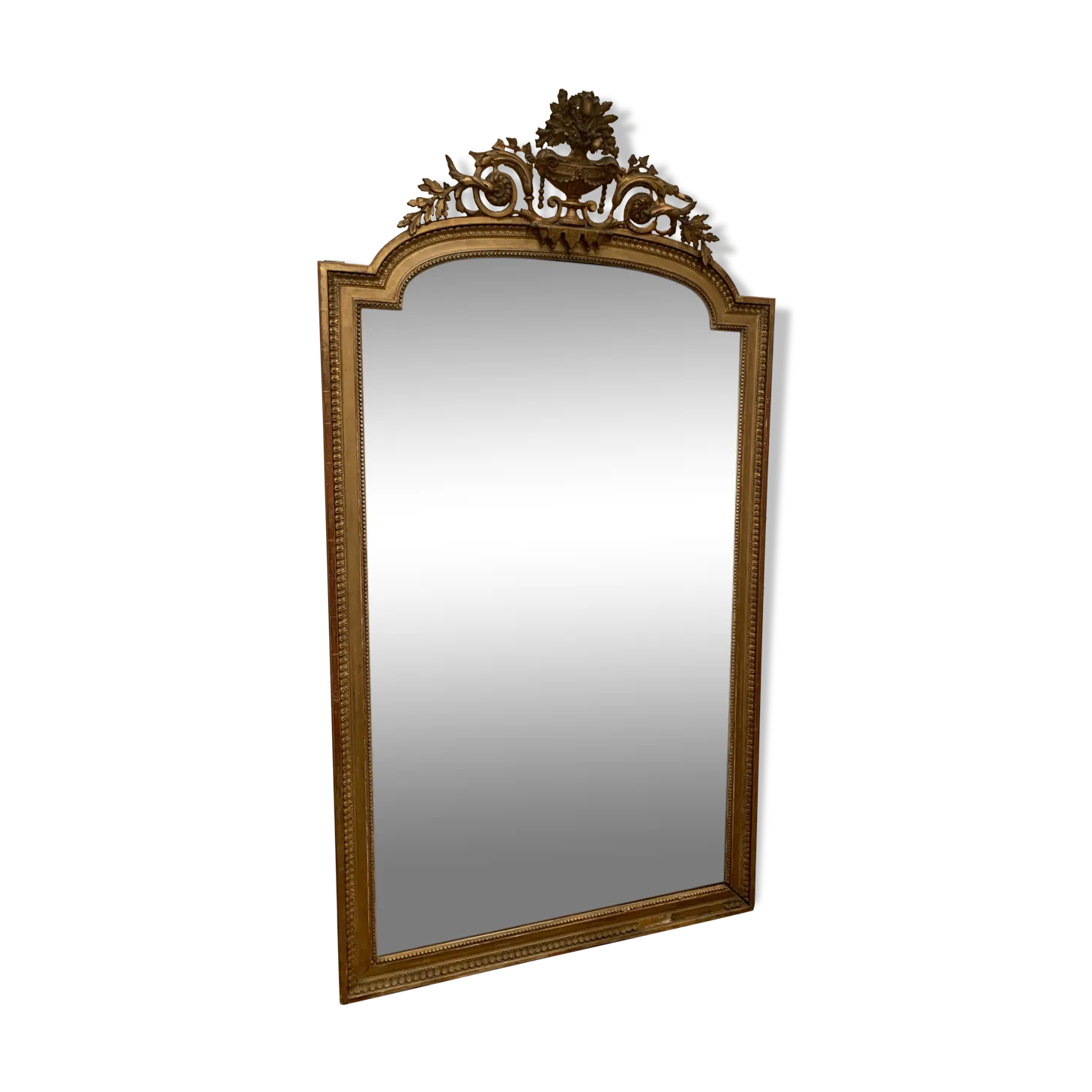 Louis XVI Style Mirror In Wood And Gilded Stucco XIX Century