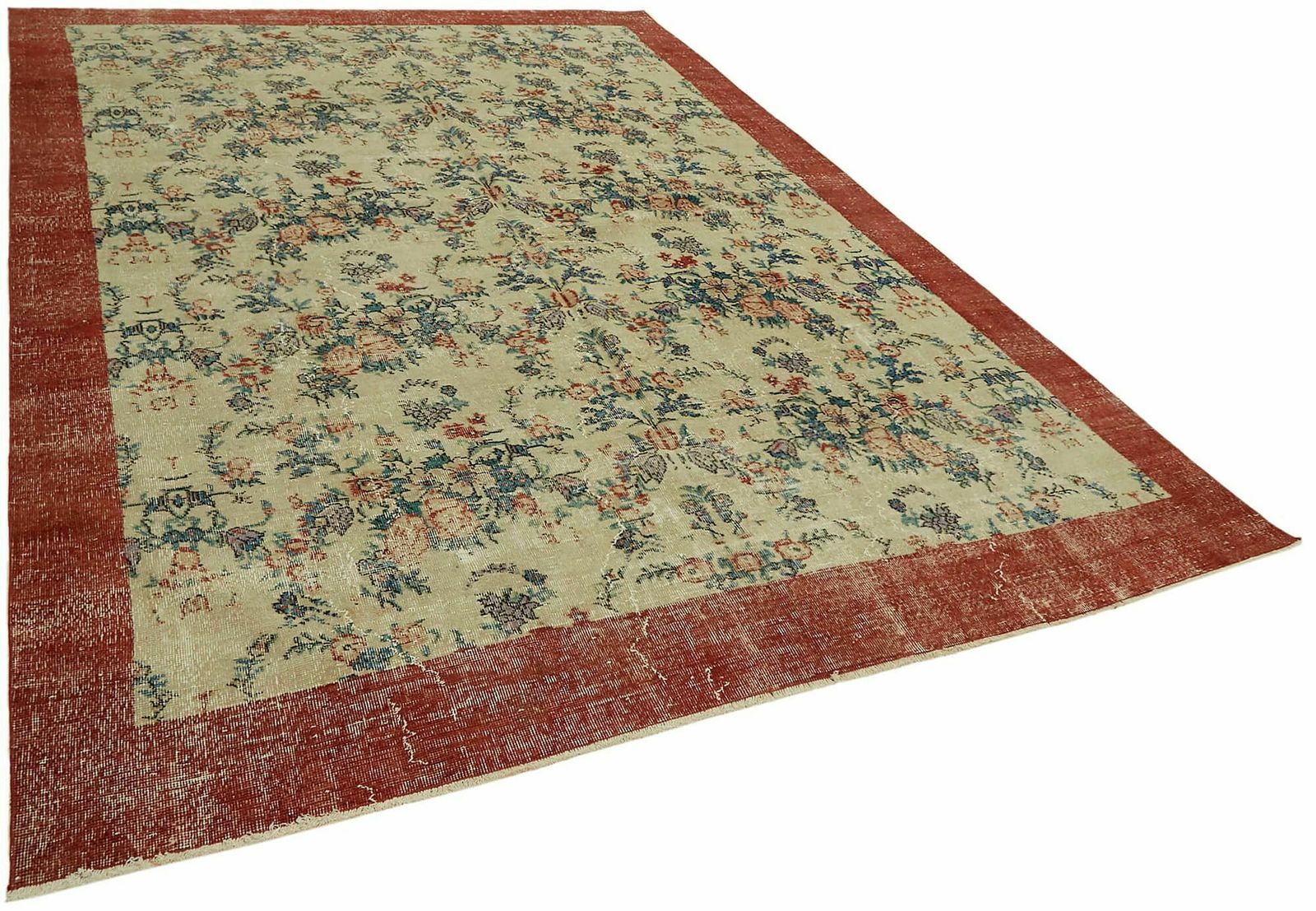Handgemaakt 340 x 234 cm beige Turks vintage vloerkleed photo furniture