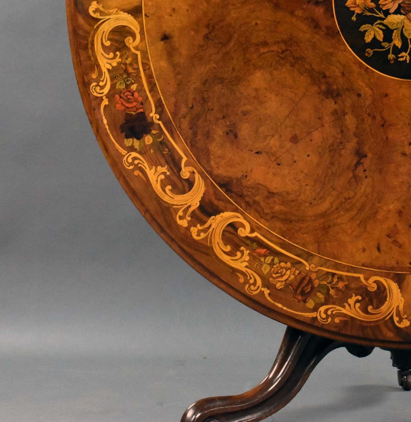 19th Century Victorian Burr Walnut & Marquetry Circular Breakfast photo buy