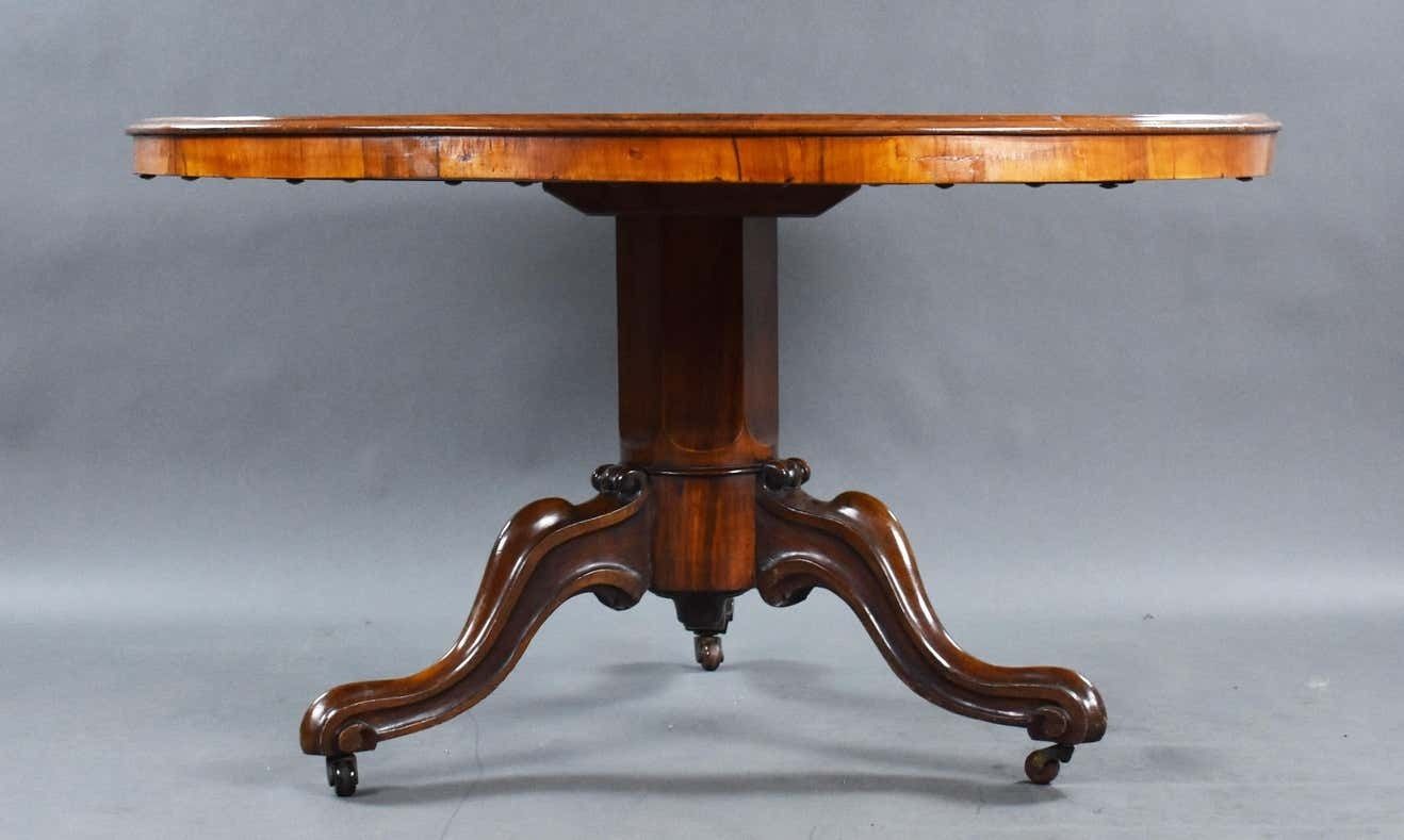 photo vinterior 19th Century Victorian Burr Walnut & Marquetry Circular Breakfast