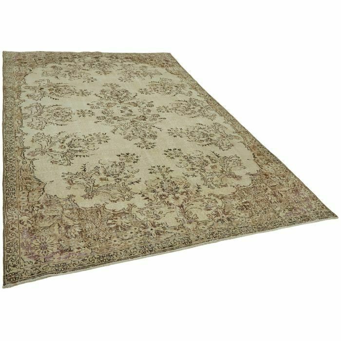 Handwoven Turkish 1970's 206 X 320 Cm Beige Vintage Area Carpet photo furniture