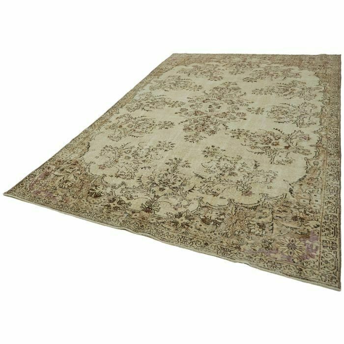 Handwoven Turkish 1970's 206 X 320 Cm Beige Vintage Area Carpet photo for sale