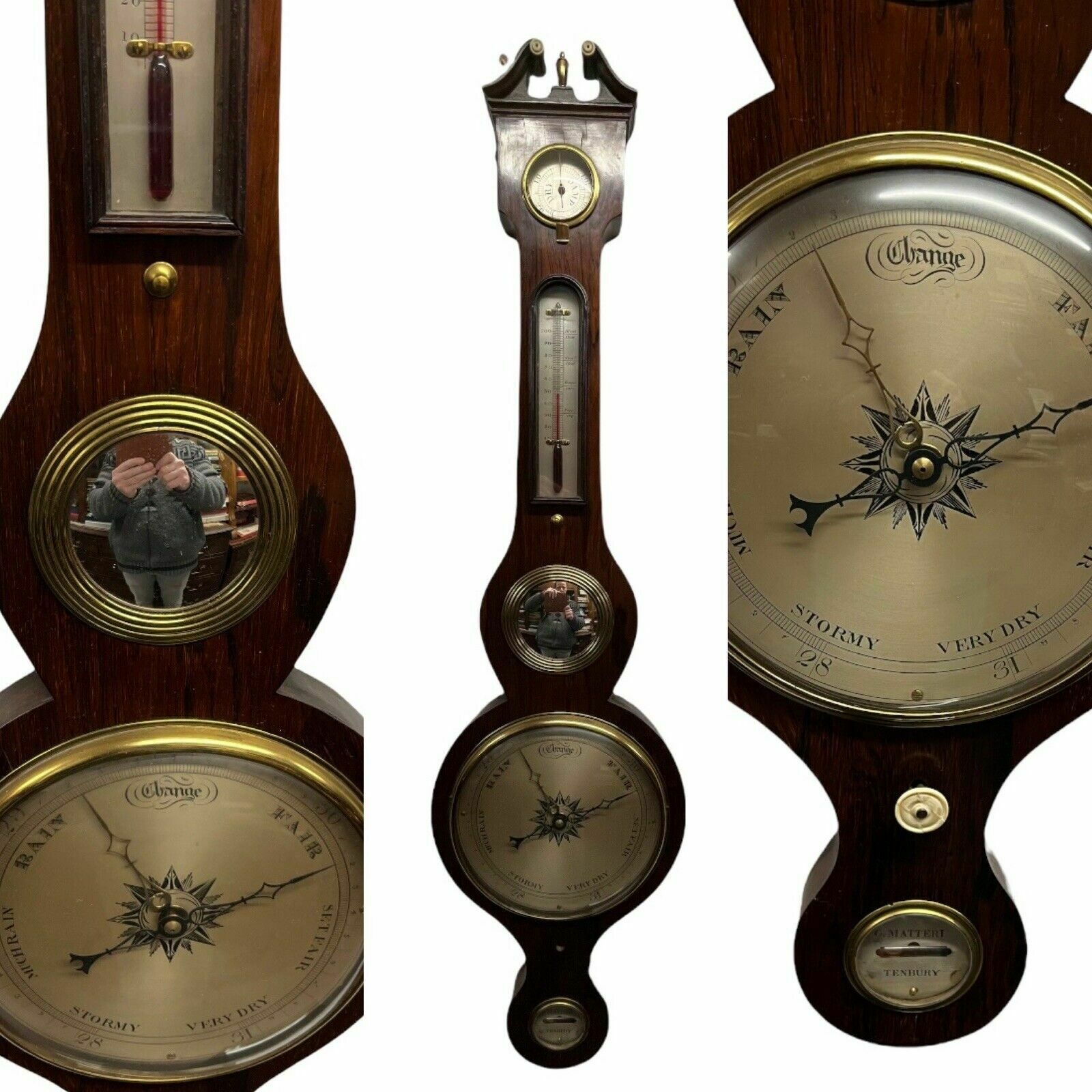 Victorian Barometer In Rosewood Case By G. Matteri Of Tenbury. photo vintage