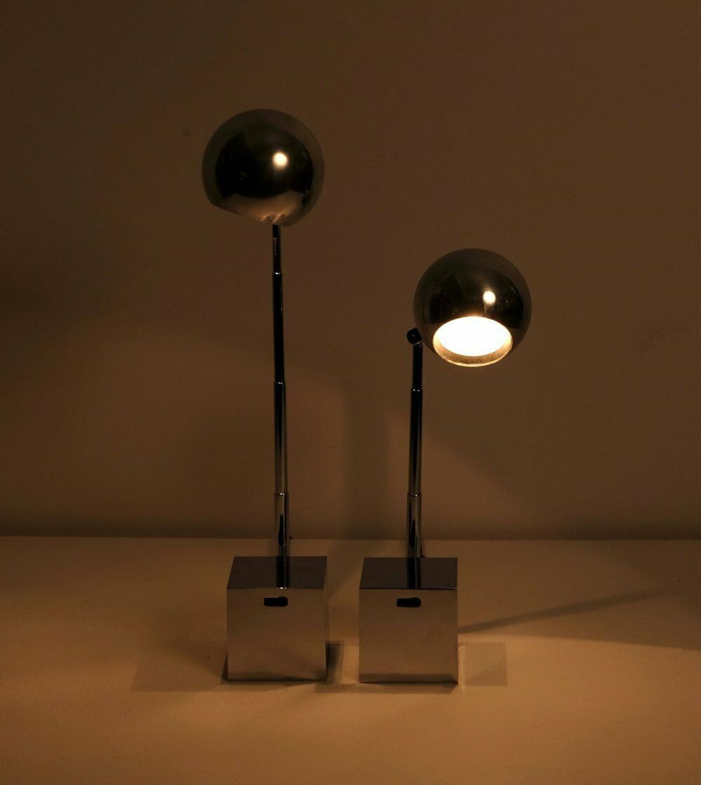 Pair Of Lytegem Chrome High Intensity Lamp Designed In 1965 By Michael Lax For Lightolier. photo furniture