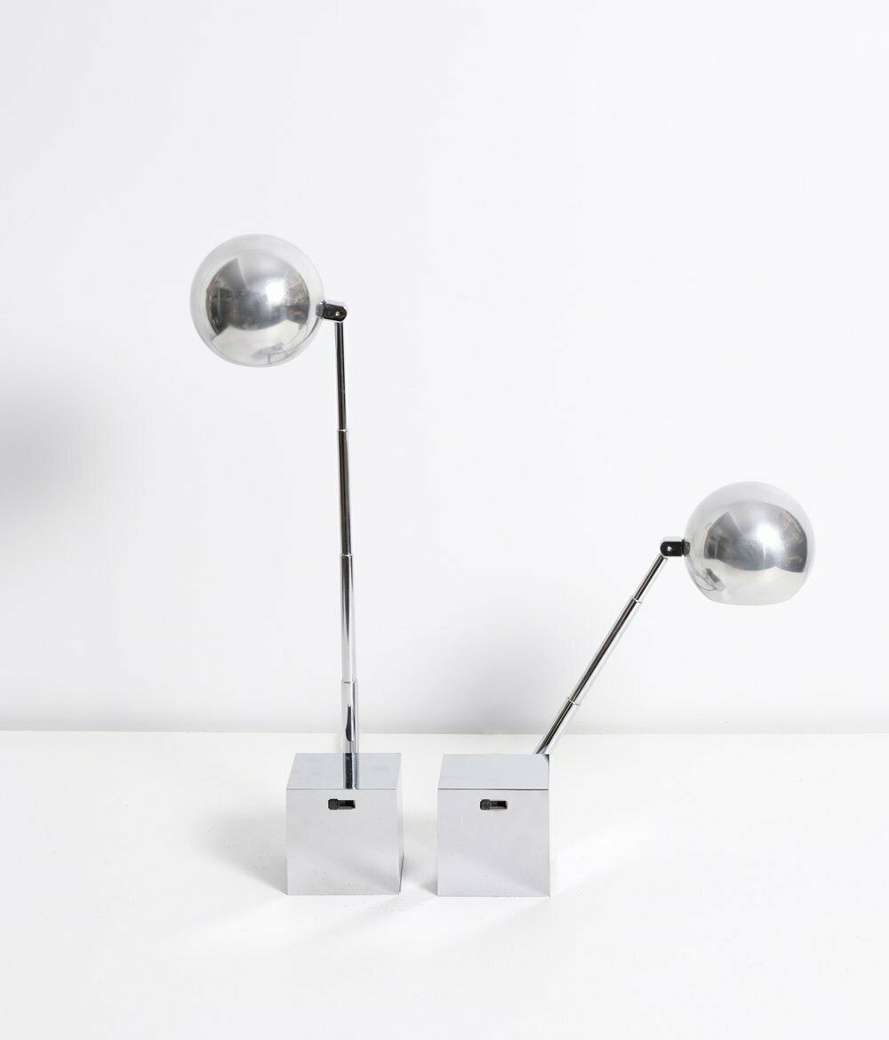 Pair Of Lytegem Chrome High Intensity Lamp Designed In 1965 By Michael Lax For Lightolier. photo for sale