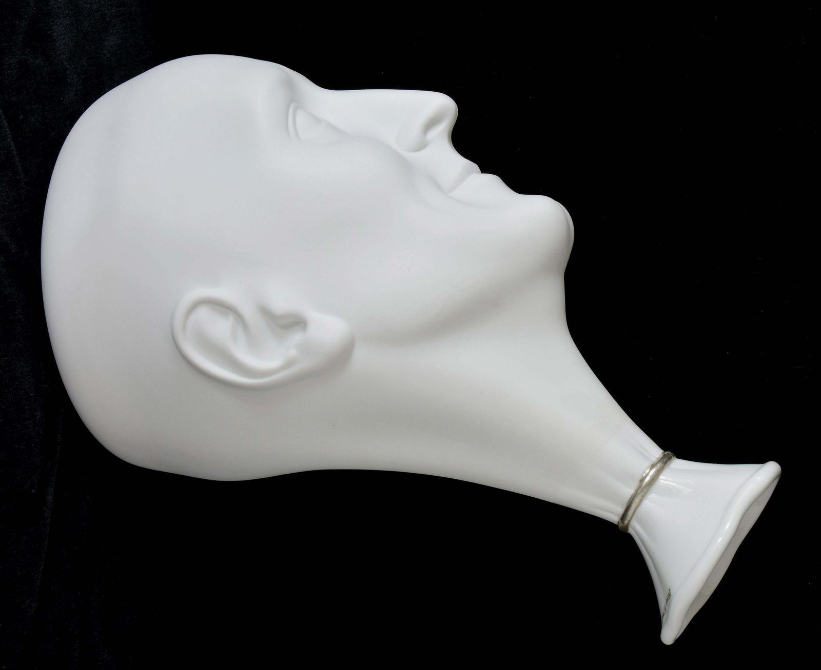 Ilona Romule Vase. A Man's Head (Black) Porcelain. photo for sale