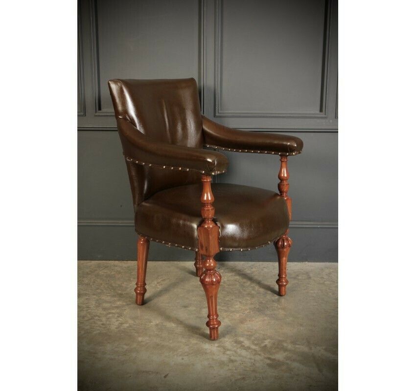 Pair Of Victorian Mahogany & Leather Desk Chairs photo Furniture