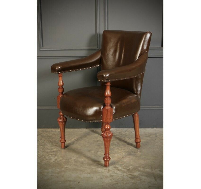 Pair Of Victorian Mahogany & Leather Desk Chairs photo vinterior