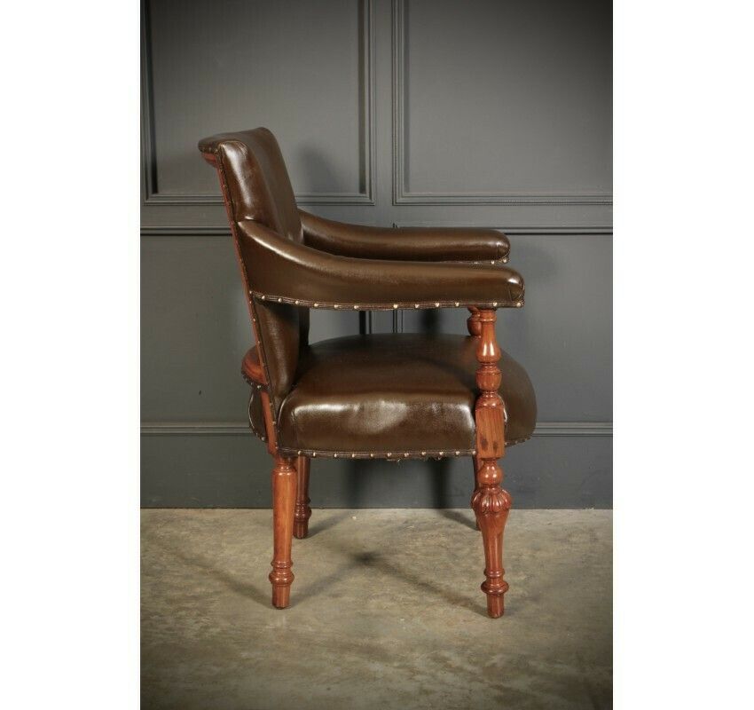 photo for sale Pair Of Victorian Mahogany & Leather Desk Chairs
