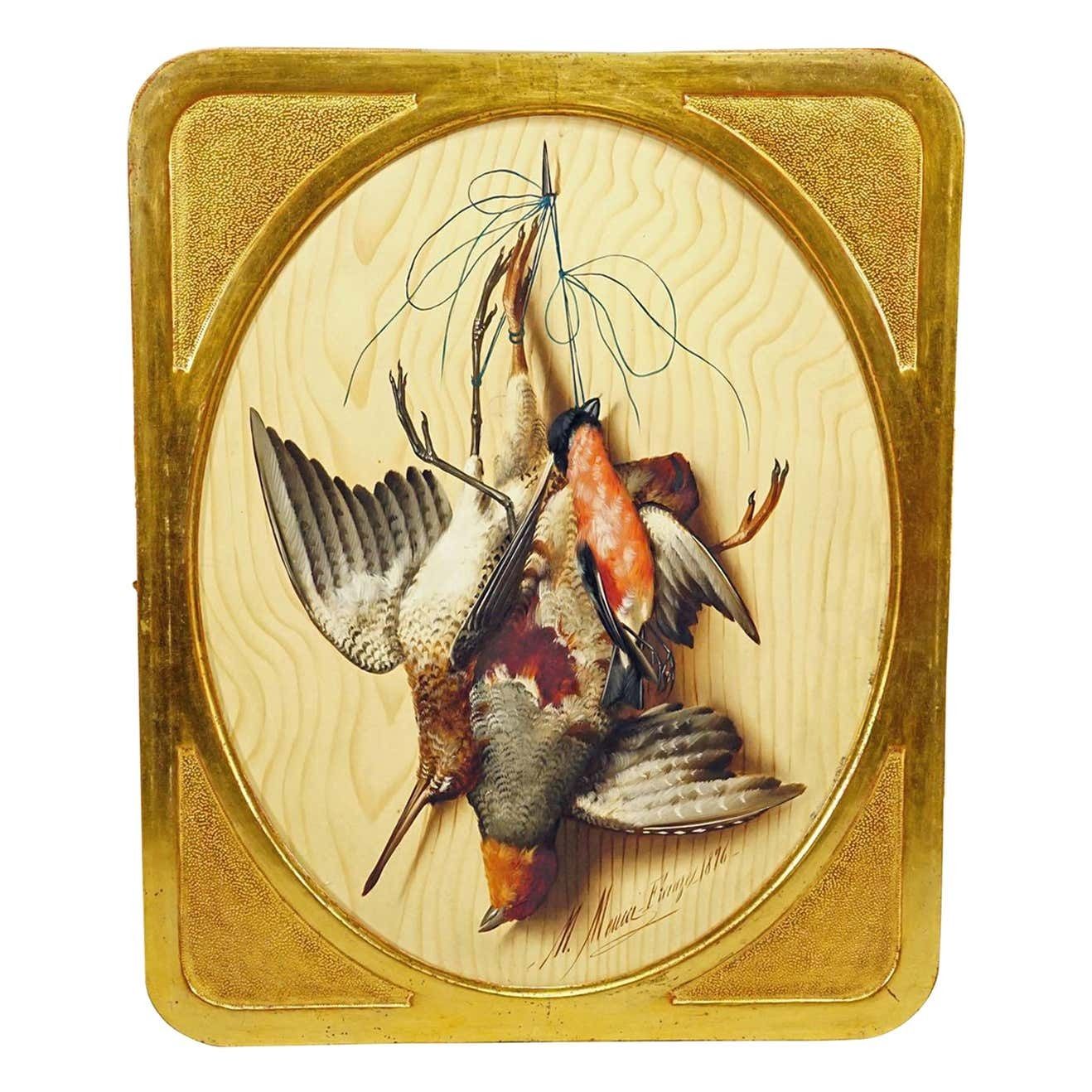 Antique Trompe L'oeil Painting By Micheangelo Meucci, Florence 1867