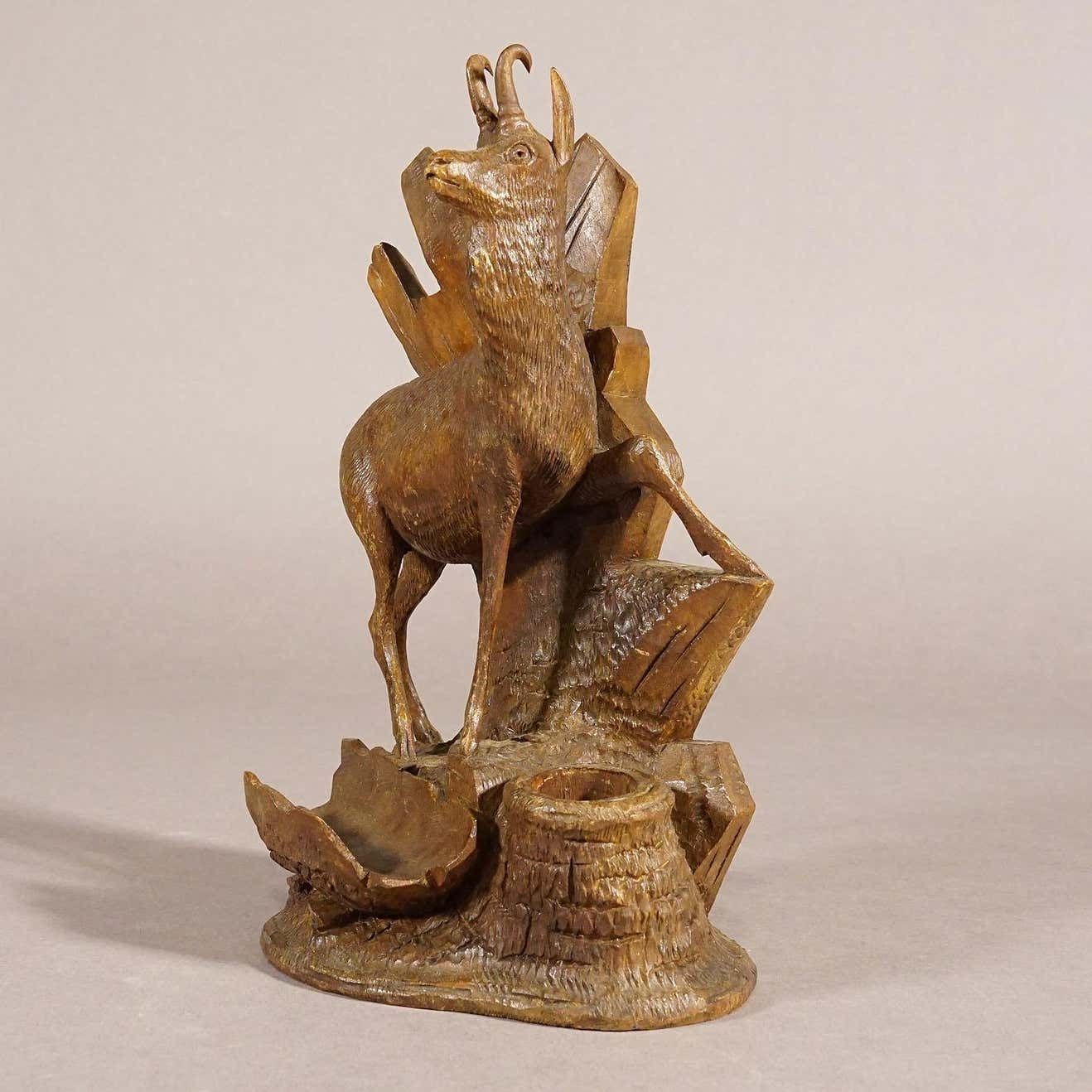 Finely Carved Wood Chamois Brienz, Switzerland Ca. 1900 photo 607.0