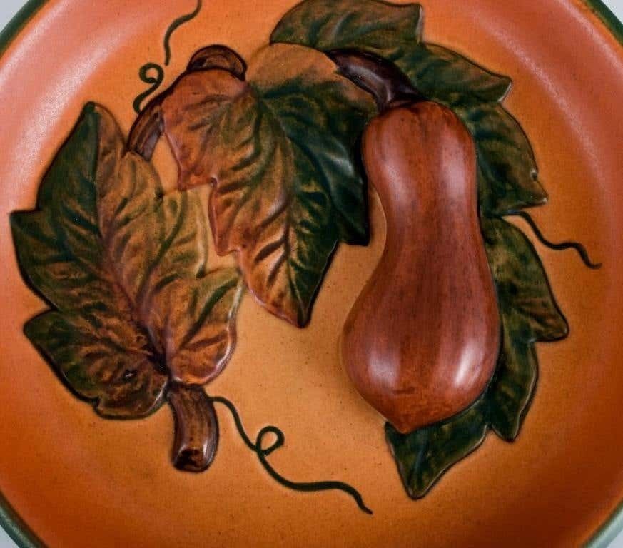 Ipsen's Denmark Bowl With Leaves And Pumpkins Glaze In Shades Of Orange Green photo Home Decor