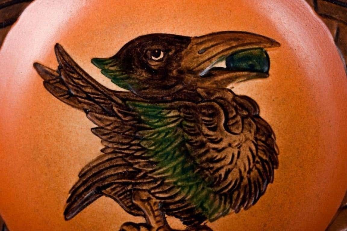 Ipsen's Denmark  Bowl With Bird And Glaze In Shades Of Orange Green photo Home Decor
