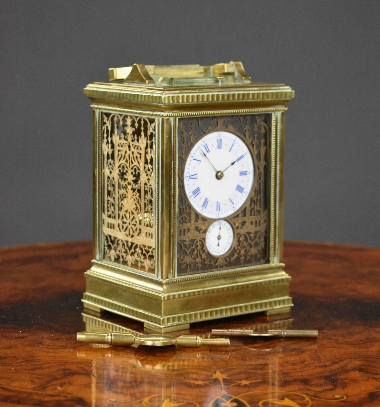 19th Century French Grand Sonnerie Carriage Clock, Hunt & Roskell photo furniture