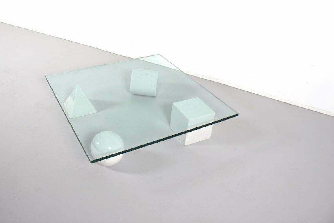 Massimo And Lella Vignelli 'Metaphora' Coffee Table In Carrara Marble And Glass photo 6114.0