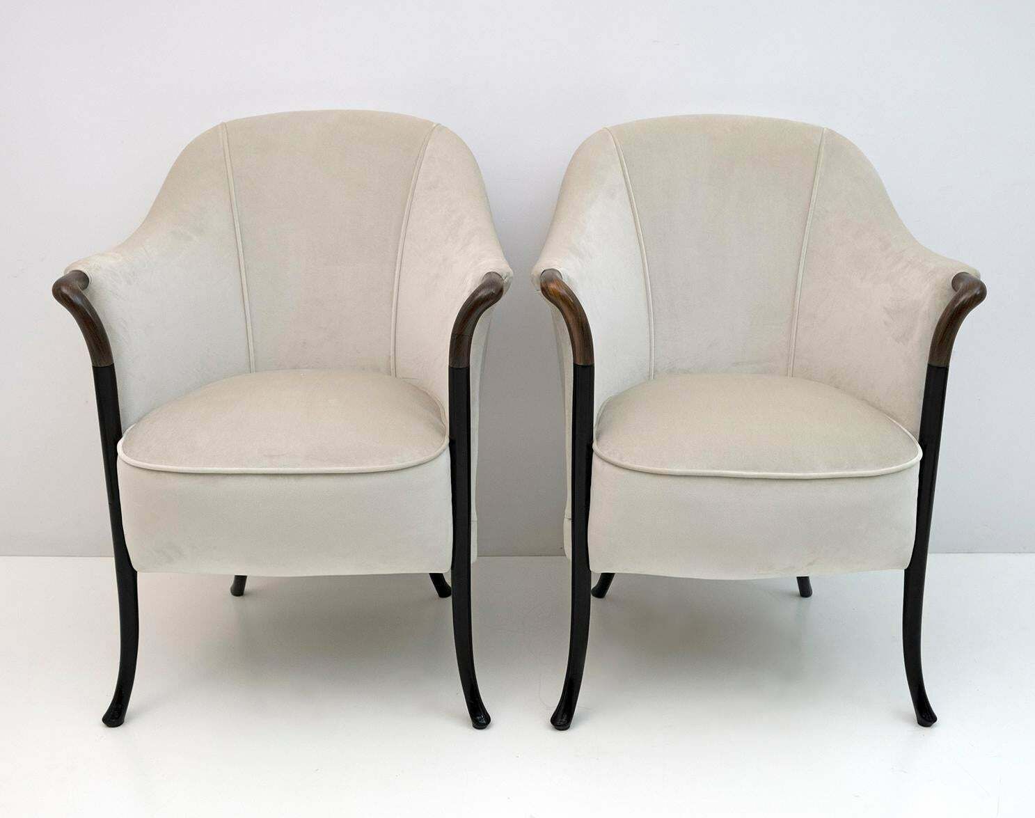 Pair Of Giorgetti Italian Velvet Armchairs "Progetti", 1980s photo furniture