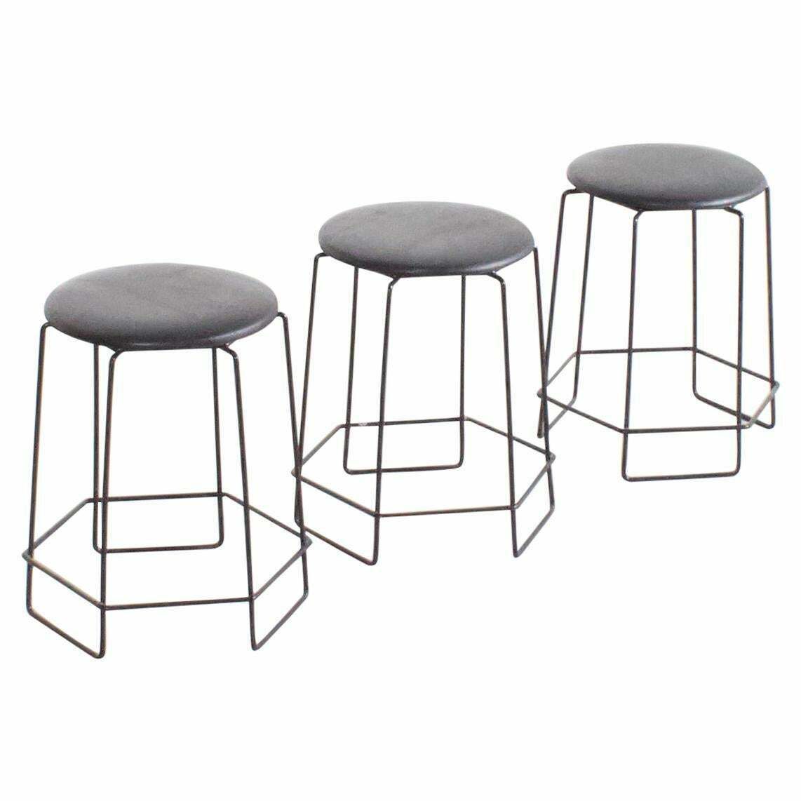 Set Of Square Verner Panton Wire Stools, 1960s
