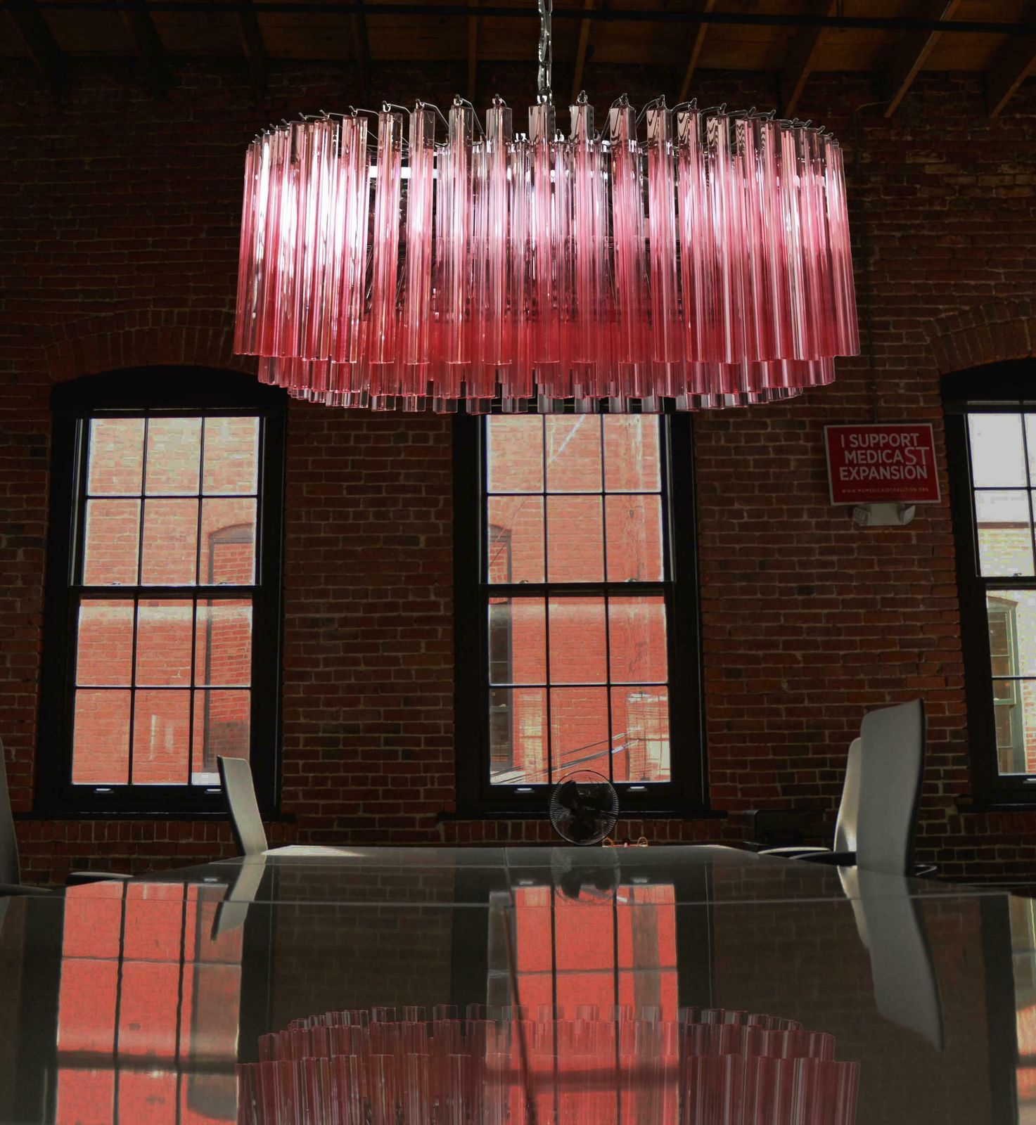 Huge And Amazing Triedri Murano Glass Chandelier   391 Pink Prims Triedri photo Lighting