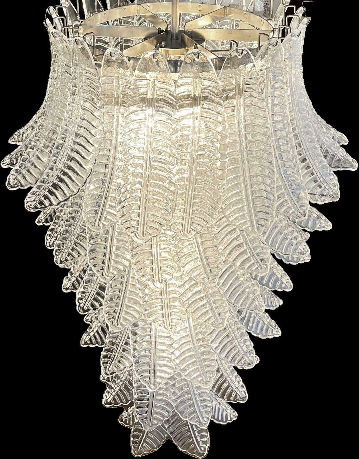 Huge Italian Murano Felci Glass Spiral Chandelier   83 Clear Glasses photo for sale