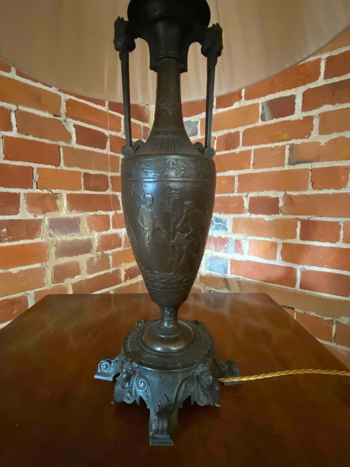 photo furniture 19th Century French Neo Greek Classical Bronze Lamp By Henry Cahieux