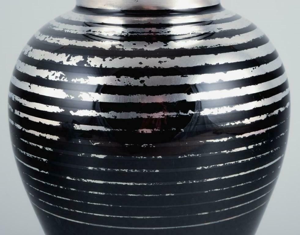 Art Deco Glass Vase With Silver Inlays. Germany. 1930/40s. photo Home Decor
