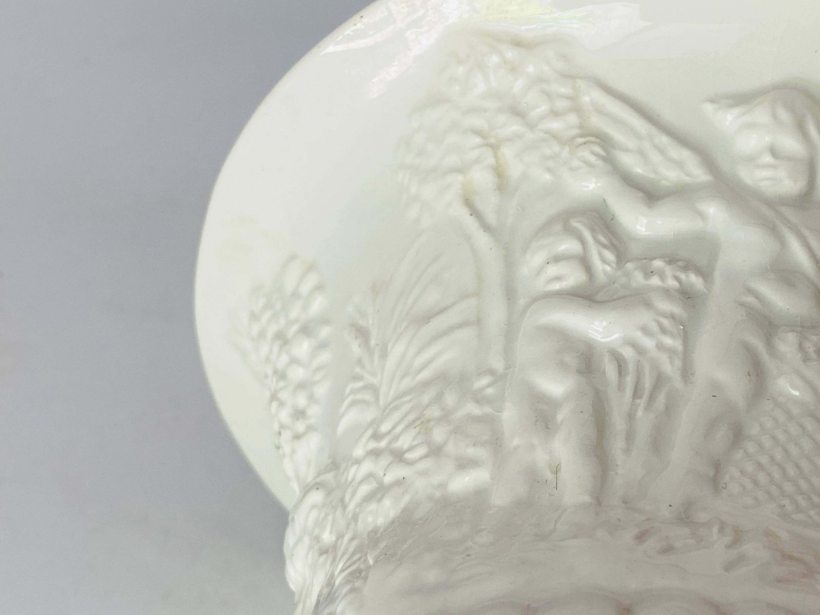 Home Decor Italian White Glazed Porcelain Urn Vase Glased Porcelain By Bassano, Circa 1930 photo