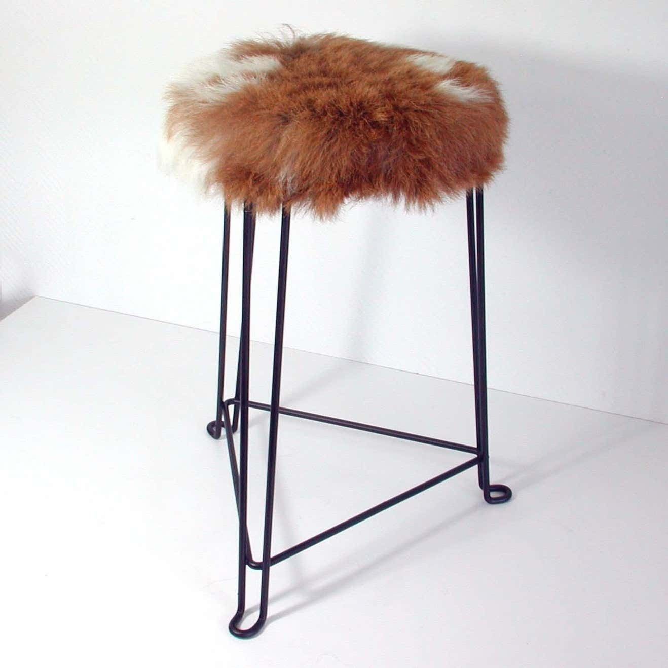 Mid Century Tripod Goatskin Stool By Jan Van Der Togt For Tomado, 1950s photo for sale