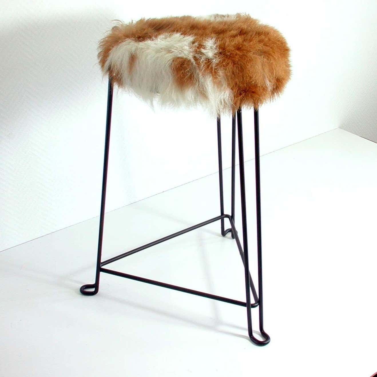 Mid Century Tripod Goatskin Stool By Jan Van Der Togt For Tomado, 1950s photo Furniture