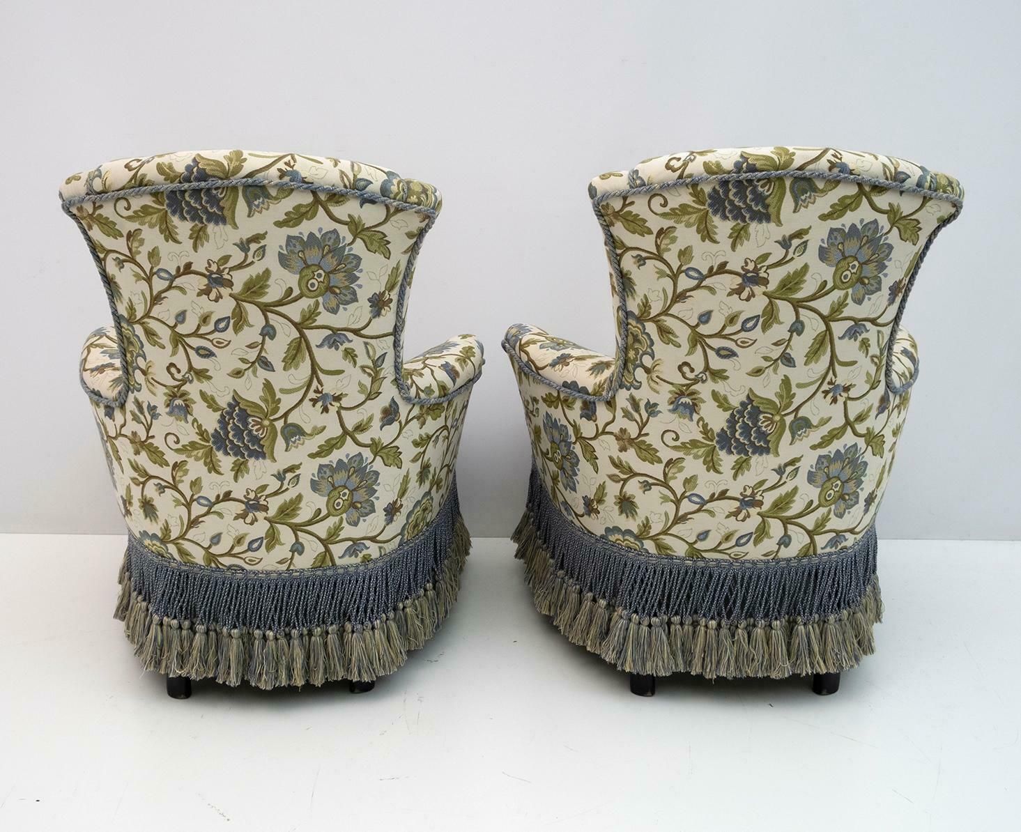 Pair Of Rare 19th Century Napoleon III Brocade Armchairs photo Furniture