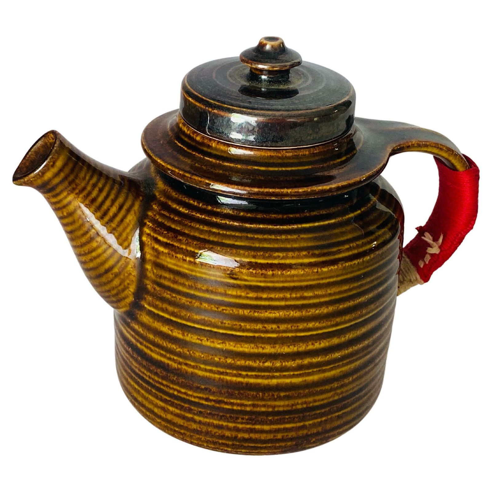 Teapot In Glazed Earthenware For Arabia Finland In Brown Color Midcentury
