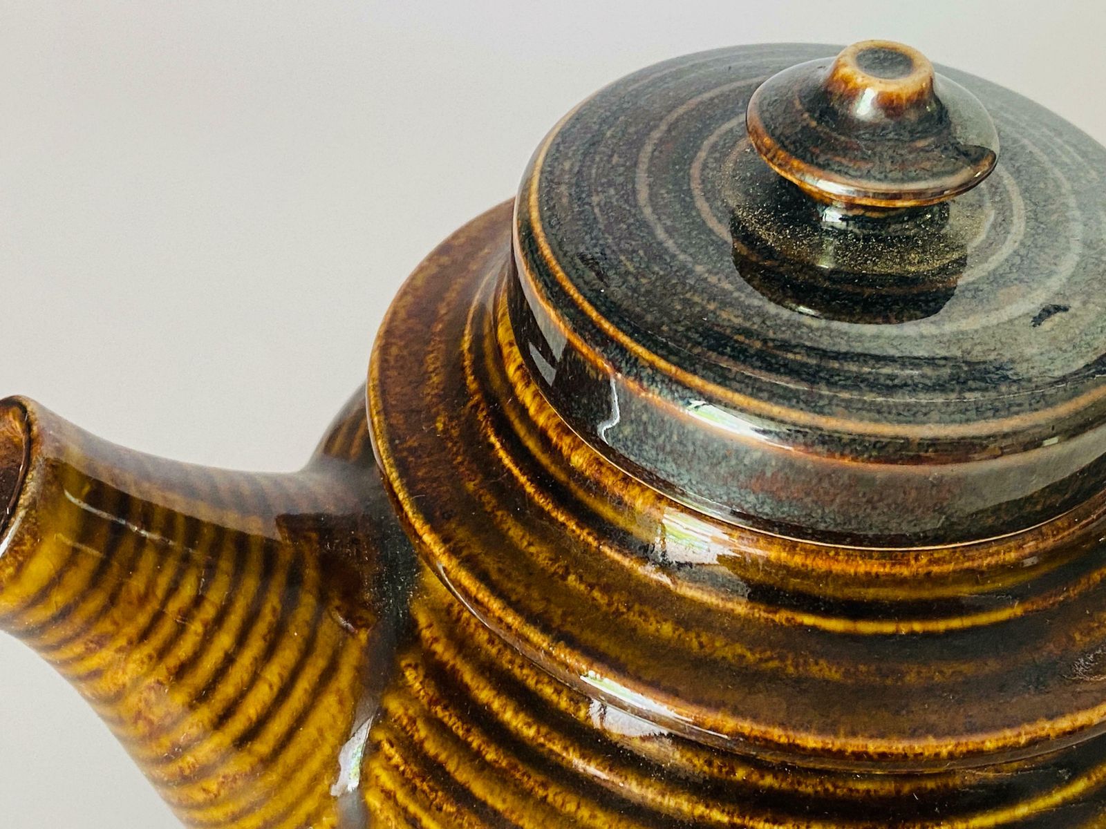 Home Decor Teapot In Glazed Earthenware For Arabia Finland In Brown Color Midcentury photo