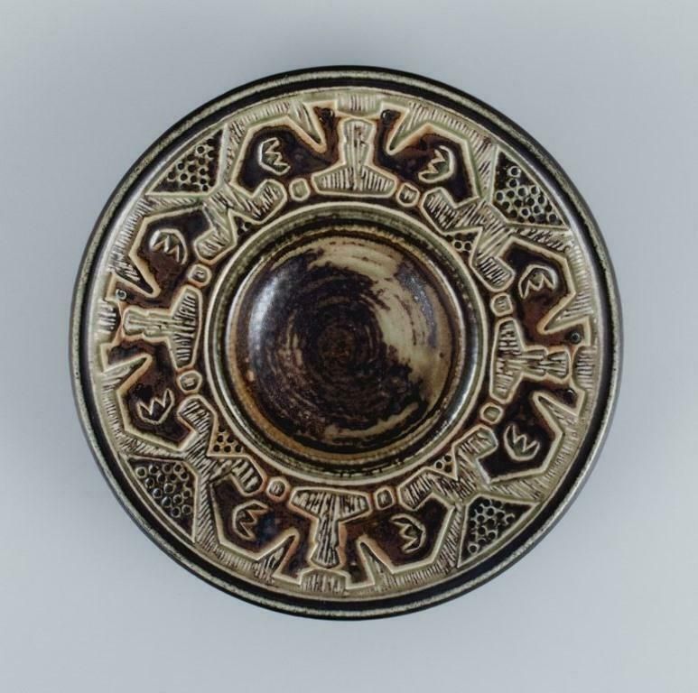 Jørgen Mogensen For Royal Copenhagen, Stoneware Bowl With Bird Motifs. photo for sale