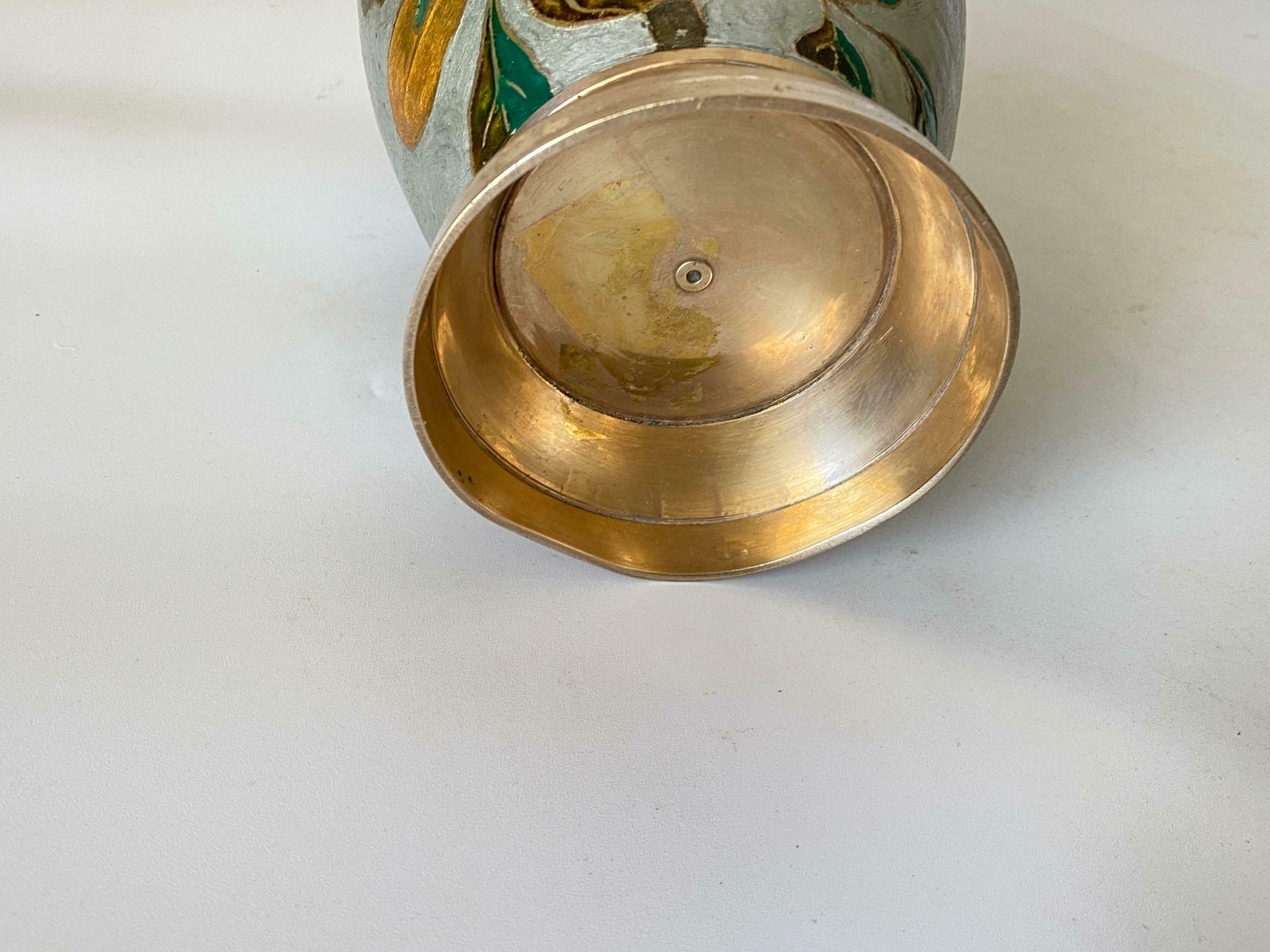 Art Deco Cloisoné Vase, With Coloured Flowers Pattern, France XX Century photo for sale